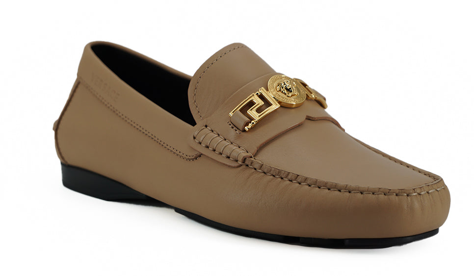 Exquise Medusa Gold-Tone lederen loafers