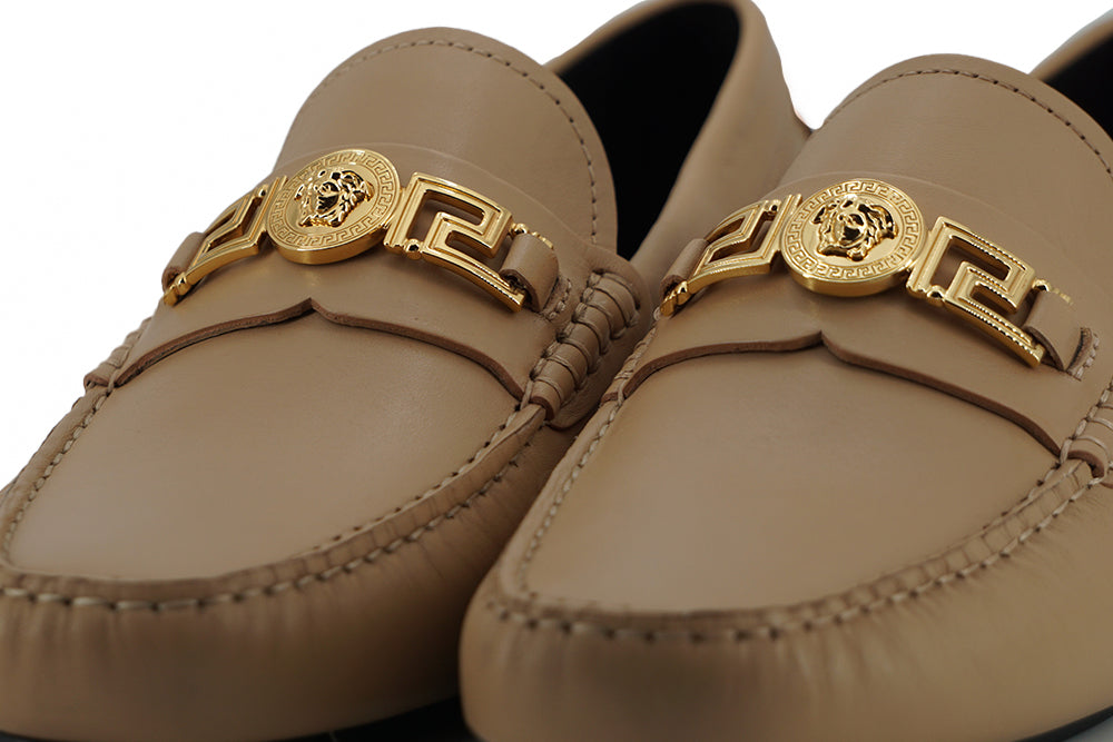 Exquise Medusa Gold-Tone lederen loafers