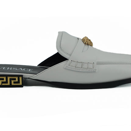 Elegant White Leather Flat Slides