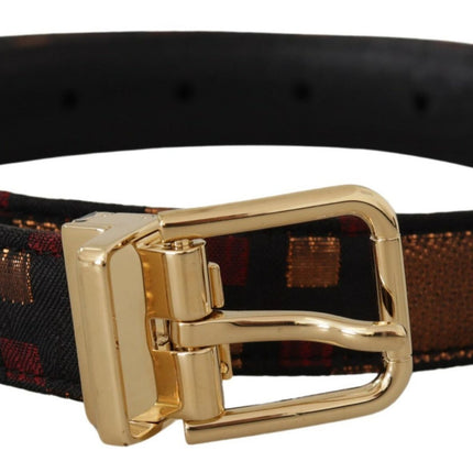 Ceinture en cuir multicolore avec boucle dorée