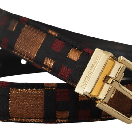 Ceinture en cuir multicolore avec boucle dorée