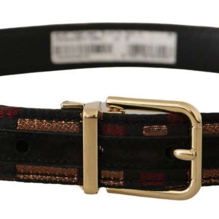 Ceinture en cuir multicolore avec boucle dorée