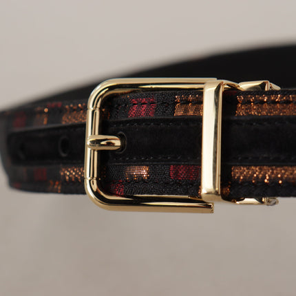 Ceinture en cuir multicolore avec boucle dorée