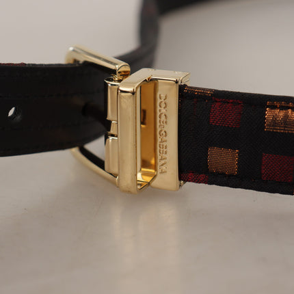 Ceinture en cuir multicolore avec boucle dorée