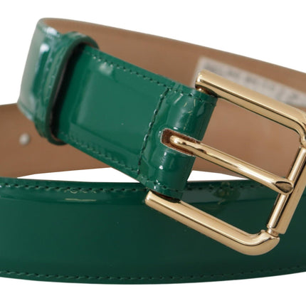 Ceinture en cuir vert élégant avec détail de boucle doré