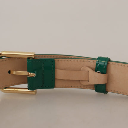 Ceinture en cuir vert élégant avec détail de boucle doré