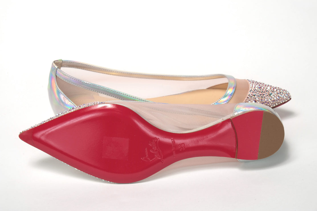 Silver Rose Flat Point Crystals Toe Zapato