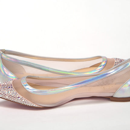 Silver Rose Flat Point Crystals Toe Zapato