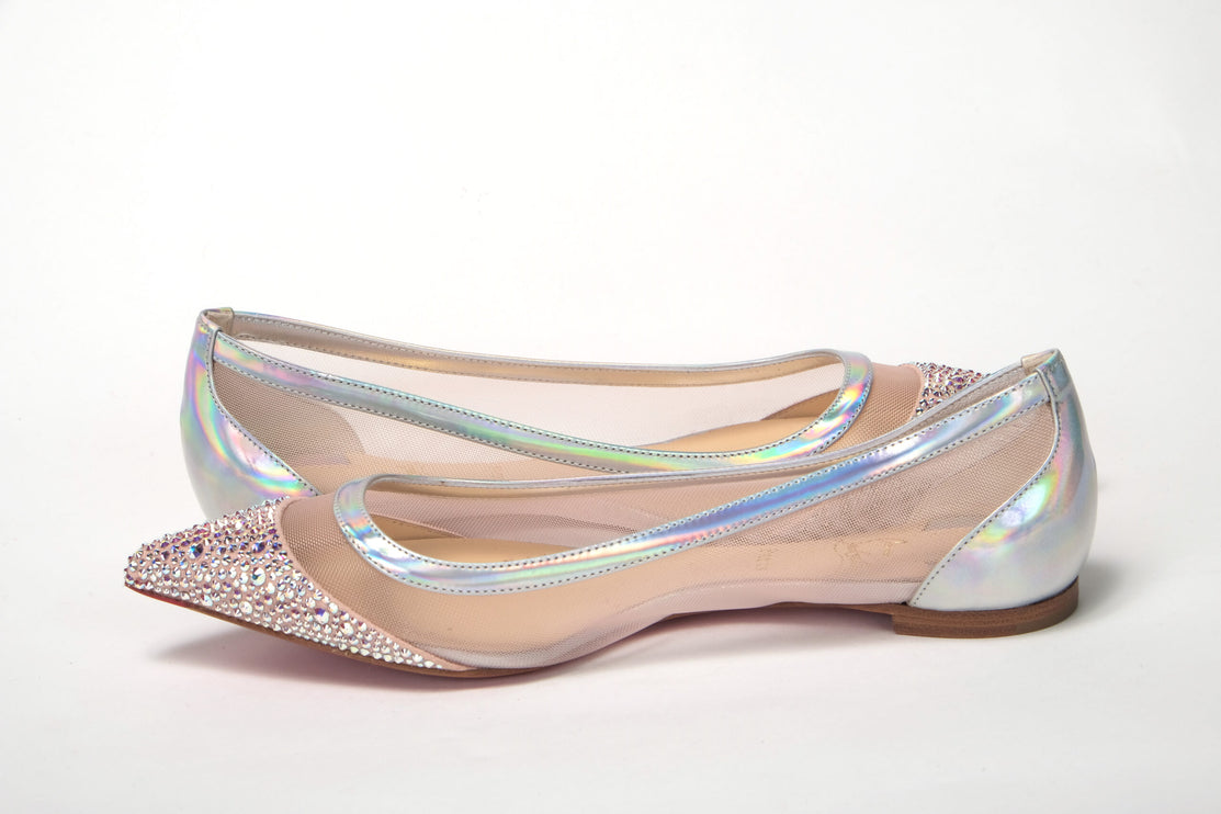 Silver Rose Flat Point Crystals Toe Zapato