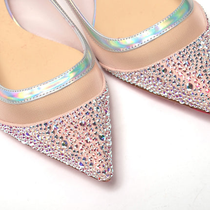 Silver Rose Flat Point Crystals Toe Zapato