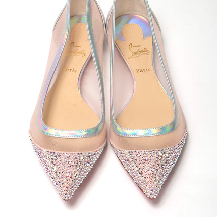 Silver Rose Flat Point Crystals Toe Zapato