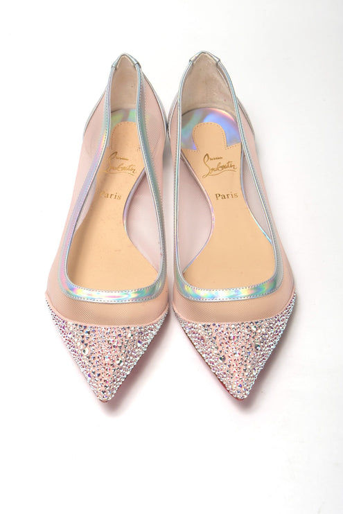 Silver Rose Flat Point Crystals Toe Zapato