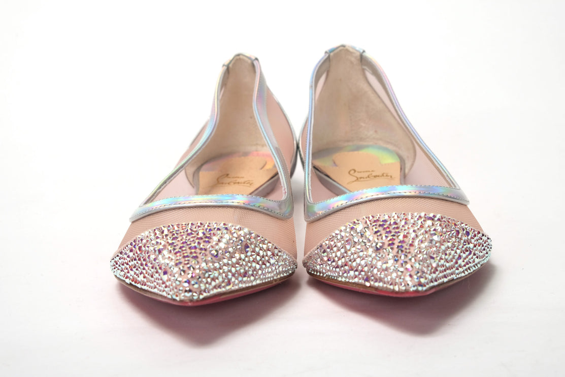 Silver Rose Flat Point Crystals Toe Zapato