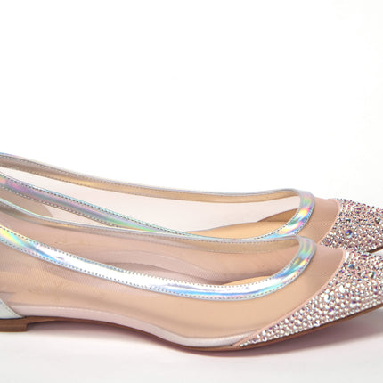 Silver Rose Flat Point Crystals Toe Zapato