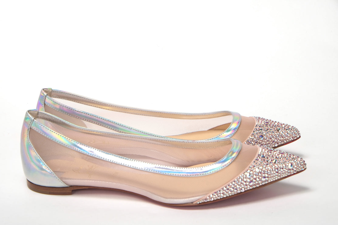 Silver Rose Flat Point Crystals Toe Zapato