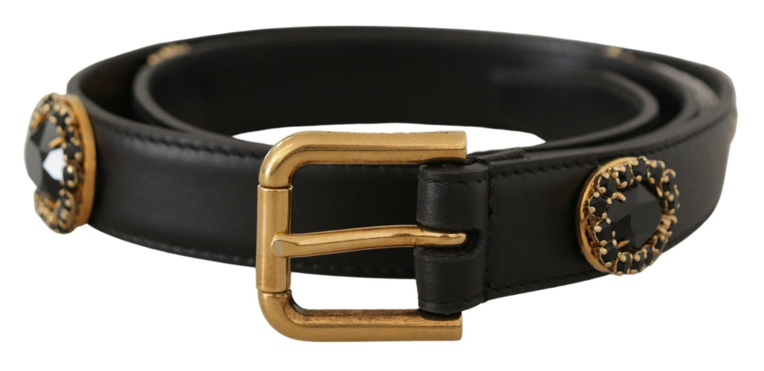 Ceinture de logo en cuir noir élégant