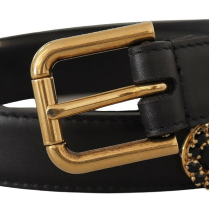 Ceinture de logo en cuir noir élégant