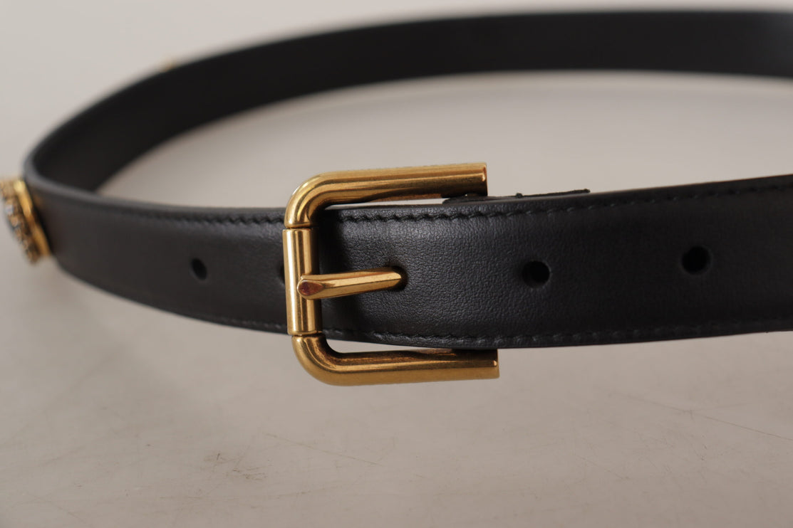 Ceinture de logo en cuir noir élégant