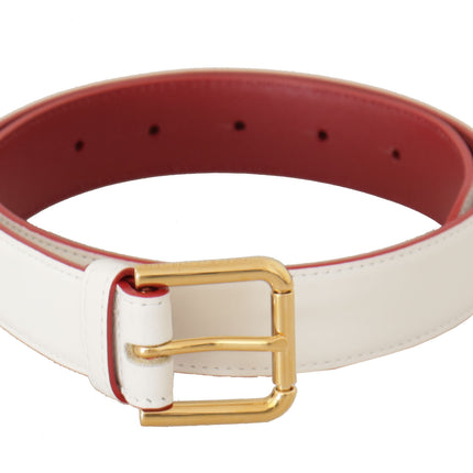 Ceinture en cuir blanc élégant avec boucle gravée