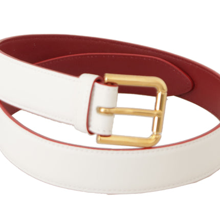 Ceinture en cuir blanc élégant avec boucle gravée