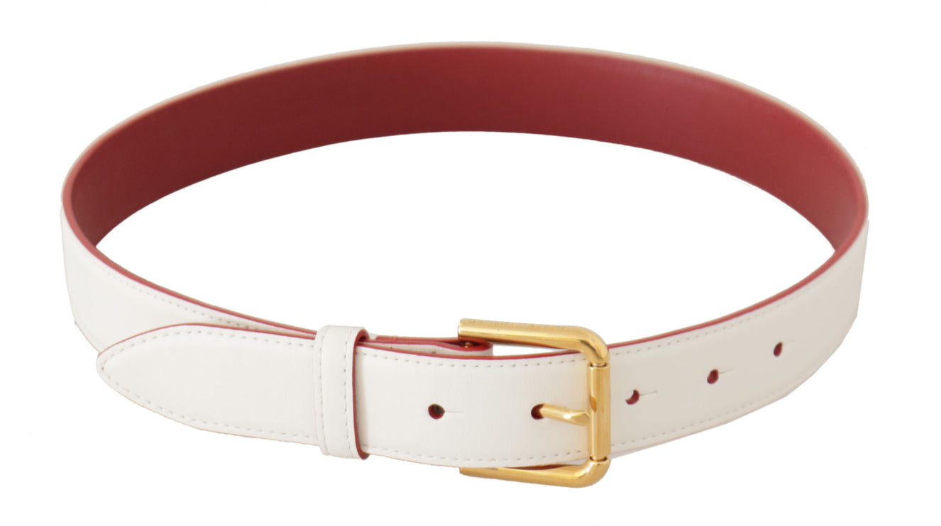 Ceinture en cuir blanc élégant avec boucle gravée