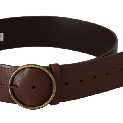 Ceinture en cuir brun élégant avec boucle gravée