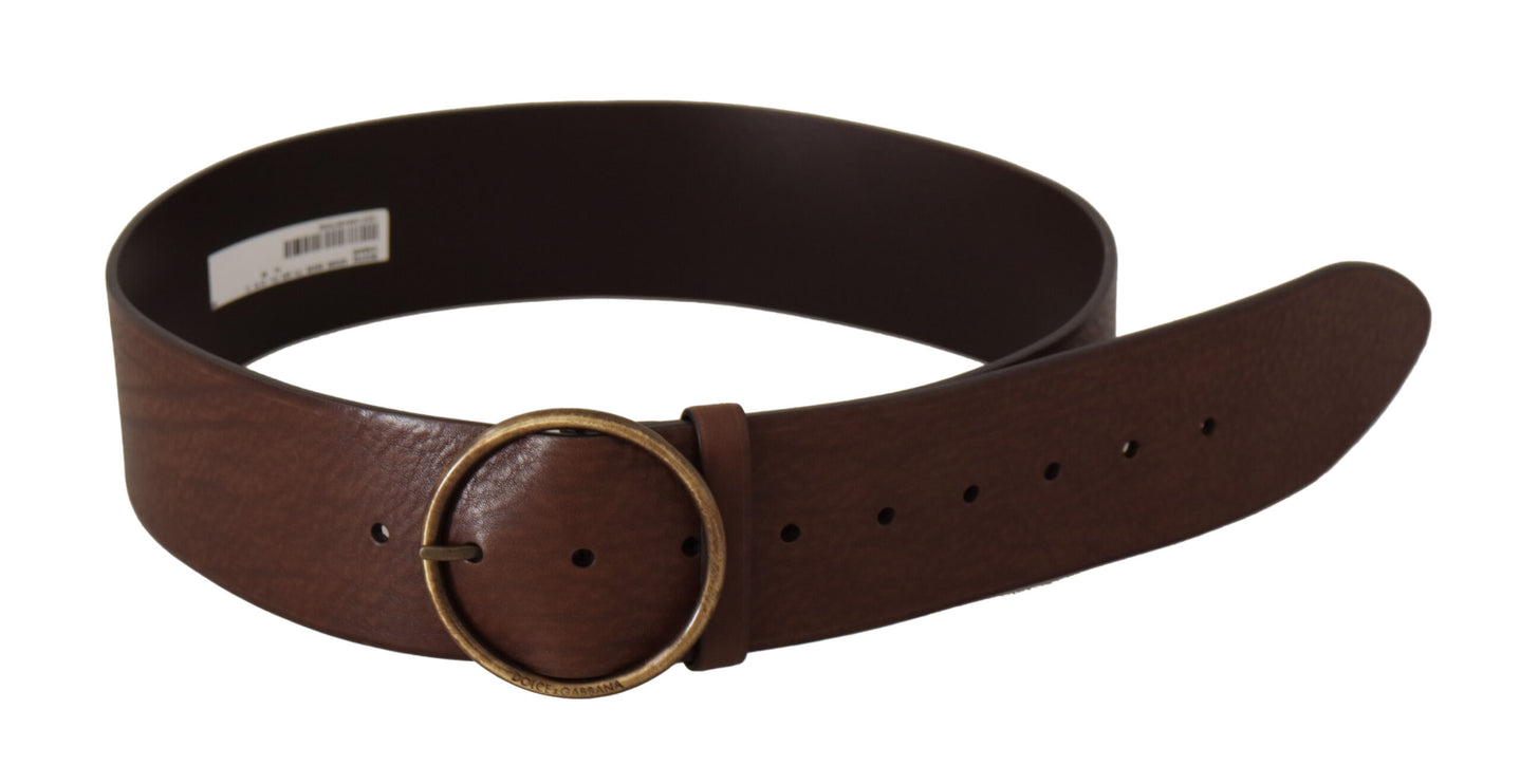 Ceinture en cuir brun élégant avec boucle gravée