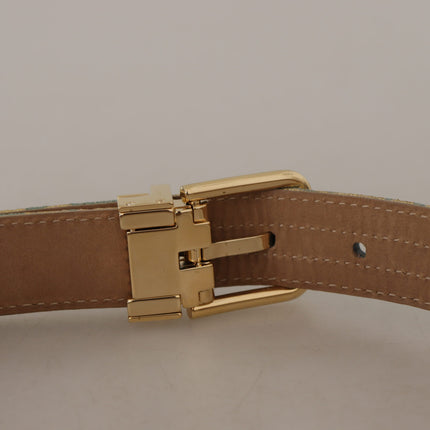 Ceinture en cuir bleu clair élégant avec boucle dorée