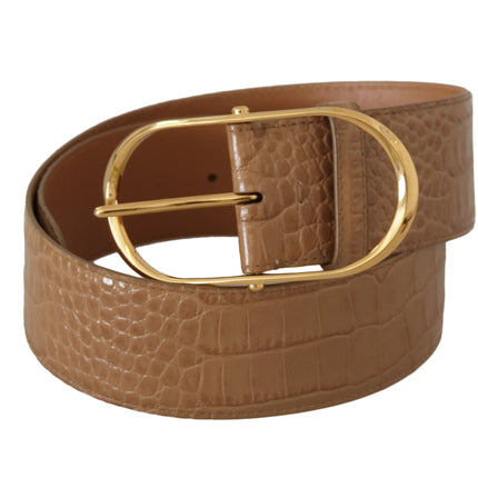 Ceinture en cuir beige élégante avec boucle gravée