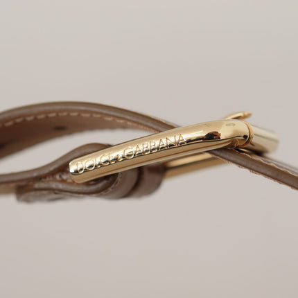 Elegante Bronzen Leren Riem met Logogesp