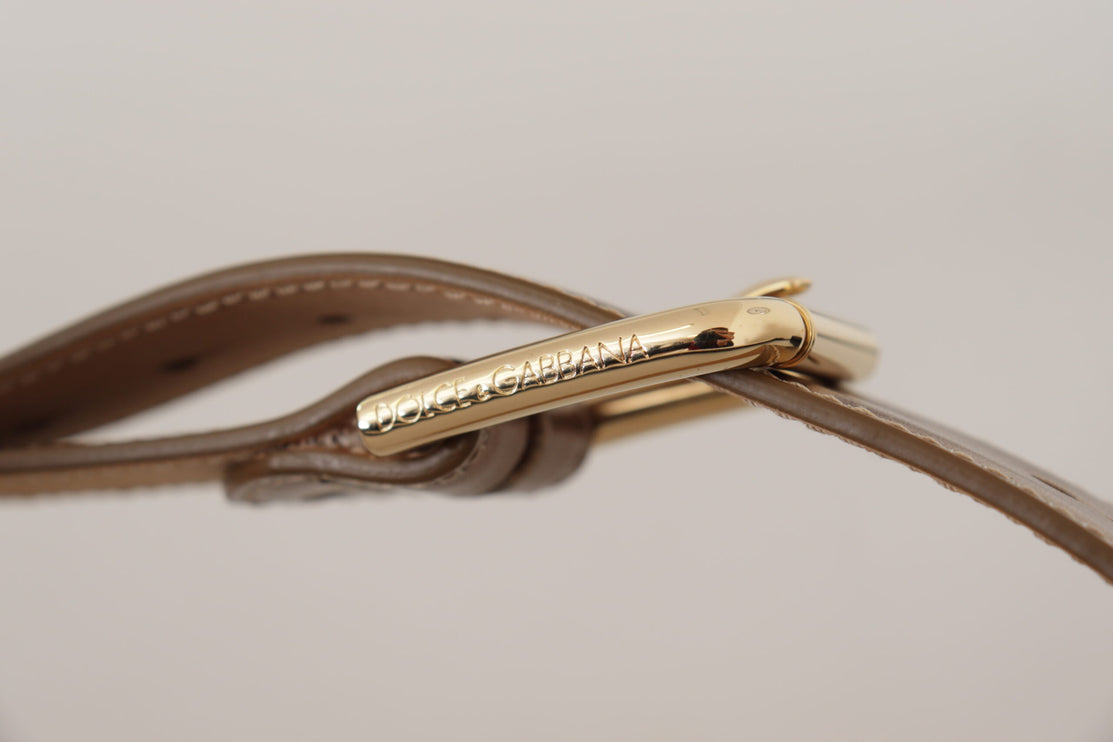 Elegante Bronzen Leren Riem met Logogesp