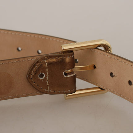 Ceinture en cuir en bronze avec boucle en or