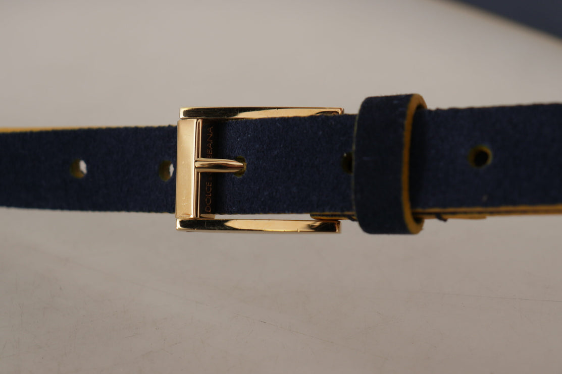 Chique blauw suède riem met logogesp