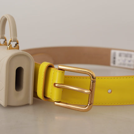 Ceinture en cuir jaune chic avec étui casque