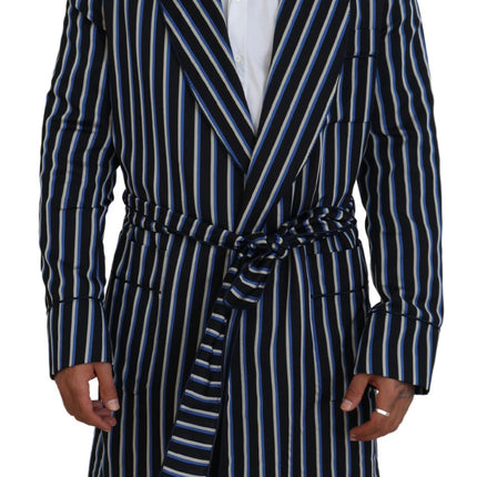 Elegant Striped Silk Blend Robe