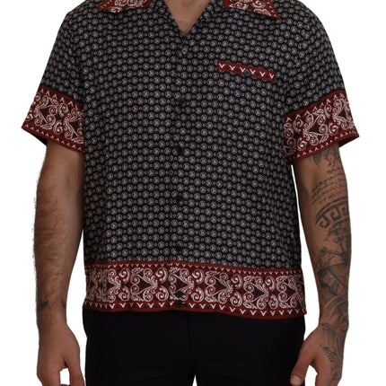 Elegante camisa casual de seda multicolor