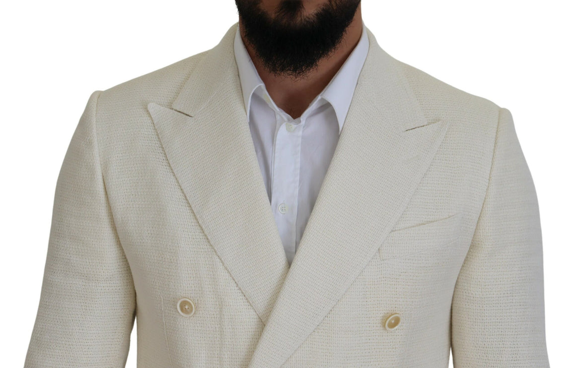 Elegante traje de mezcla de seda blanca