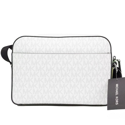 Cooper Bolsa cruzada pequeña de PVC con estampado de palmeras en blanco brillante