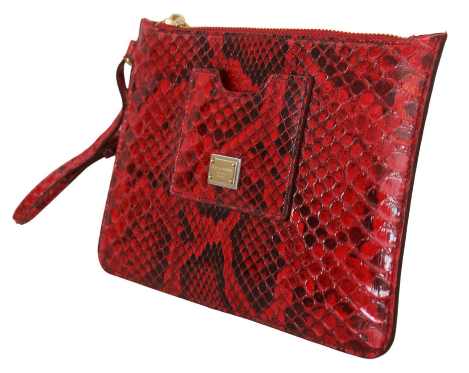 Elegante pochette Ayers in pelle rossa con serpente