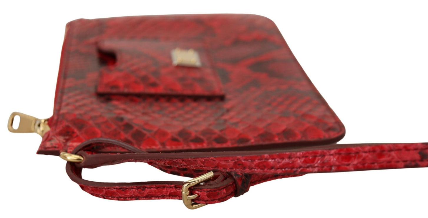 Elegante pochette Ayers in pelle rossa con serpente