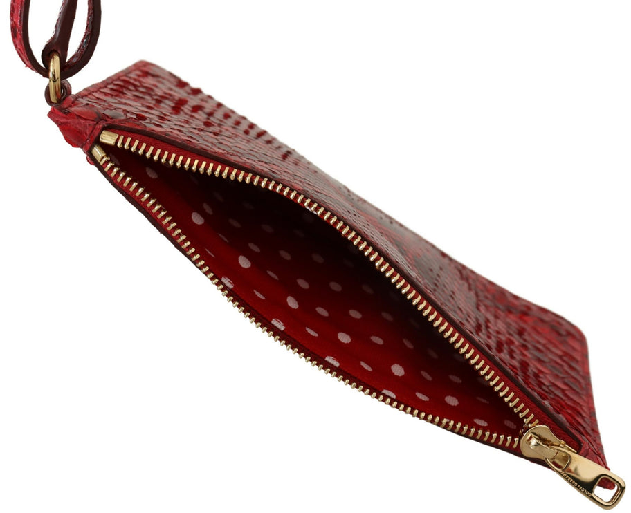 Elegante pochette Ayers in pelle rossa con serpente