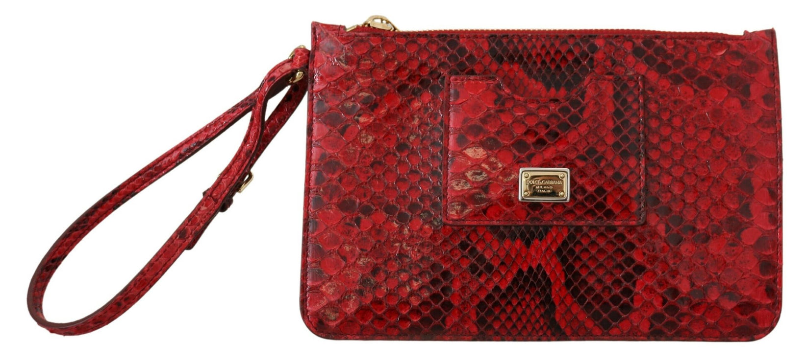 Elegante pochette Ayers in pelle rossa con serpente