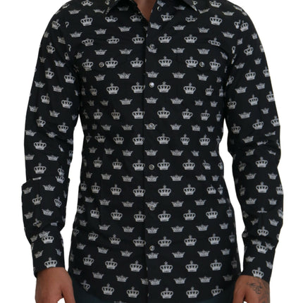 Camisa formal de estampado de corona elegante Fit Slim Fit