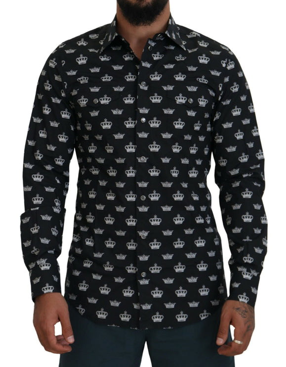 Camisa formal de estampado de corona elegante Fit Slim Fit