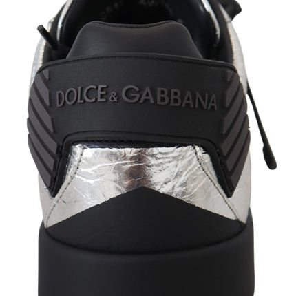 Exclusive Silver and Black Low Top Leather Sneakers