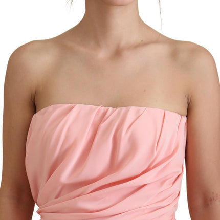 Elegant Pink Strapless Midi Silhouette