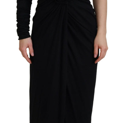 Elegant One-Shoulder Sheath Midi Dress