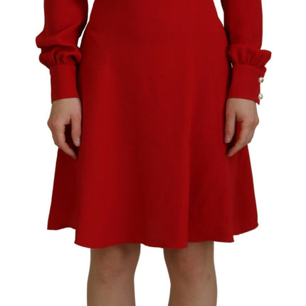 Elegant Red Silk A-Line Knee Length Dress