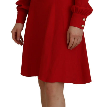 Elegant Red Silk A-Line Knee Length Dress