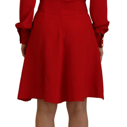 Elegant Red Silk A-Line Knee Length Dress